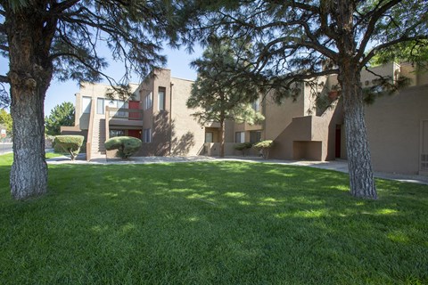 Exterior and landscaping at Villas de la Terraza Apartments in Albuquerque NM October 2020